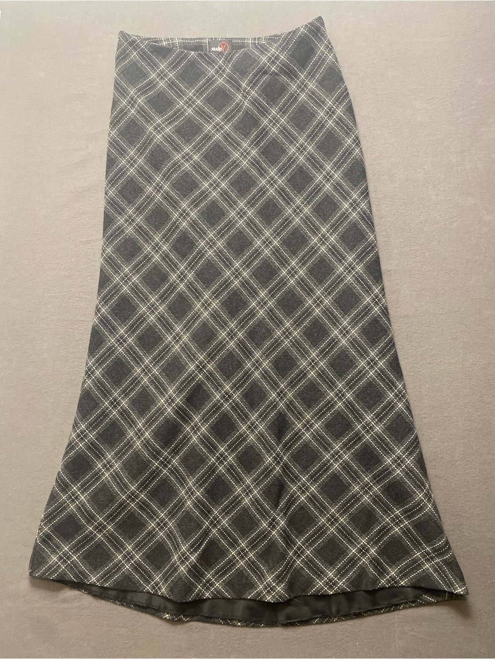Studio Y Black and White Plaid Maxi Skirt Size 3 Lined